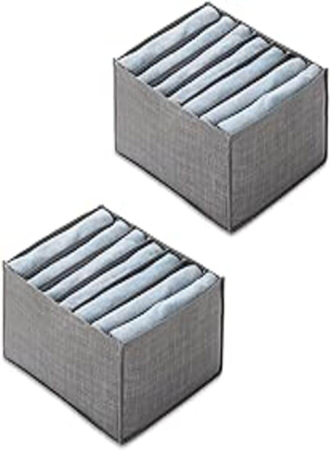 MosQuick® 2PCS Washable Premium Clothes Organiser for Wardrobe 7 Grids Foldable Visible Cloth Organizer for Wardrobe Cloth Storage Box for Ultimate Wardrobe Organisation for shirts,Jeans etc