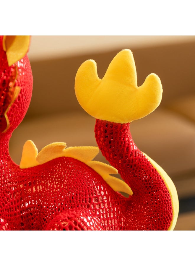 Open-door Red Cloth Doll Golden Dragon Annual Meeting Gift Printed Logo Plush Toy Doll Dragon Year Mascot-Specifications:Length, Width, Height, 25cm, 15cm, 35cm, Random Color  - Image 5