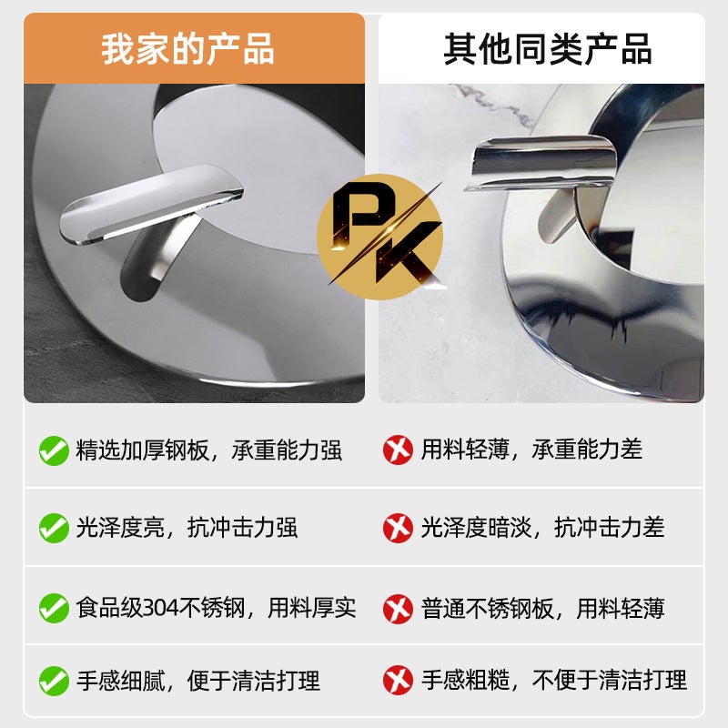 رماديات من الفولاذ المقاوم للصدأ عالية الجودة ديكور بسيط فاخر خفيف مضاد للرماد الطائر لغرفة المعيشة منزل معدني فضي سطح منحني رماديات - Image 4