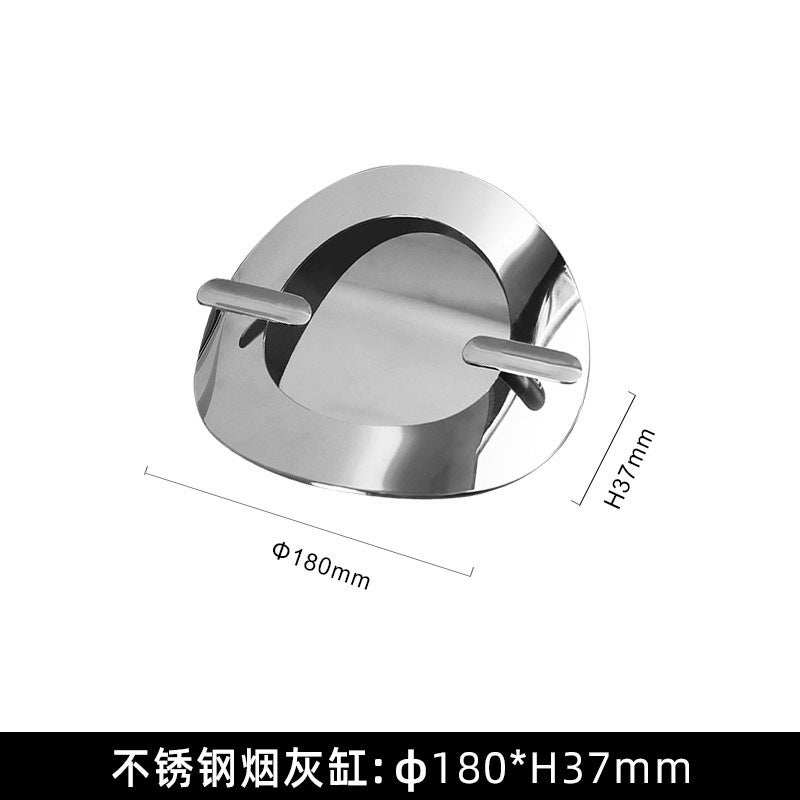 رماديات من الفولاذ المقاوم للصدأ عالية الجودة ديكور بسيط فاخر خفيف مضاد للرماد الطائر لغرفة المعيشة منزل معدني فضي سطح منحني رماديات - Image 1