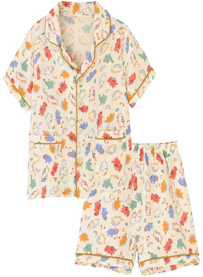 BINIDUCKLING Short Sleeve Pajamas for Boys Summer Pjs 5T Dinosaurs - Image 1