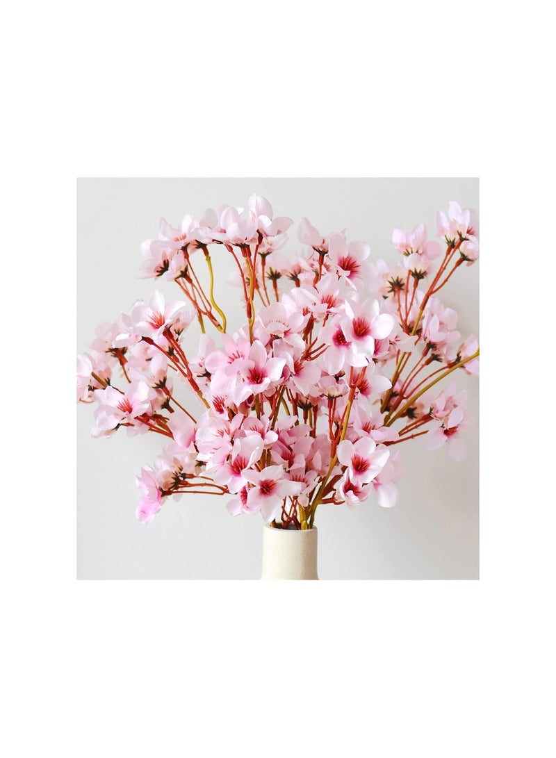 NIBEMINENT Artificial Cherry Blossom, 4PCS Pink Flowers Silk Flowers, Faux Peach Lifelike Fake Branches 15.7'', for Home Kitchen Wedding DIY Garden Decorations - Image 1