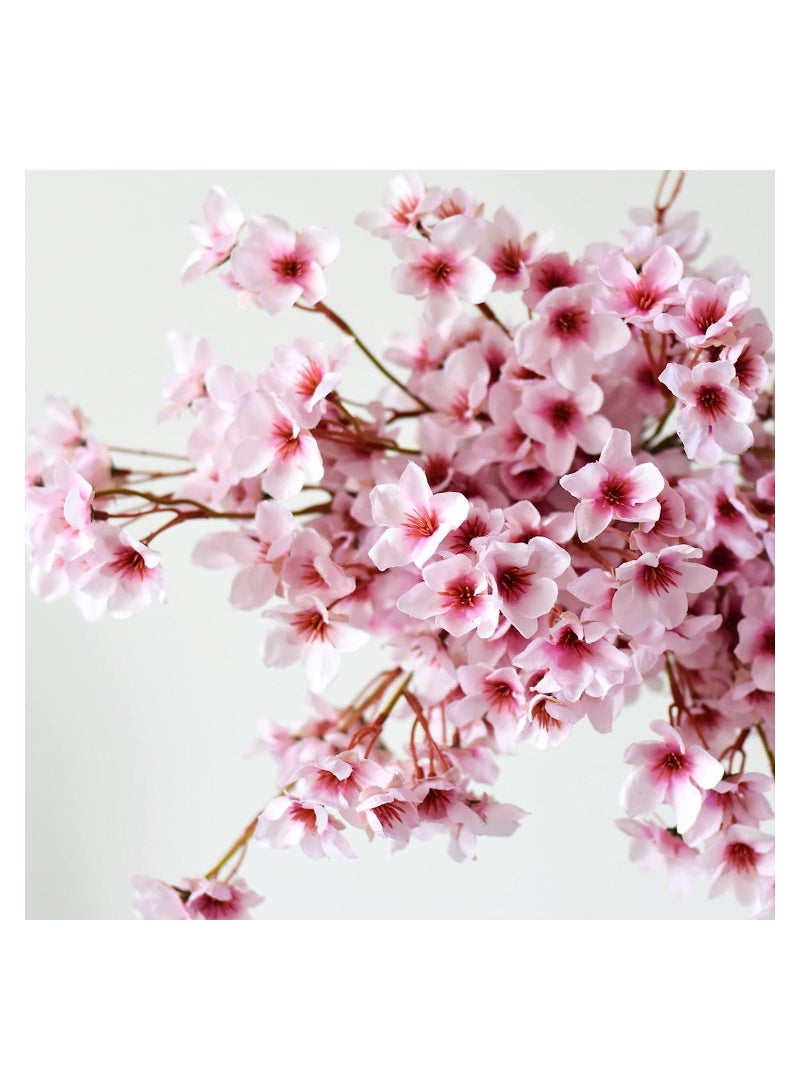 NIBEMINENT Artificial Cherry Blossom, 4PCS Pink Flowers Silk Flowers, Faux Peach Lifelike Fake Branches 15.7'', for Home Kitchen Wedding DIY Garden Decorations - Image 4