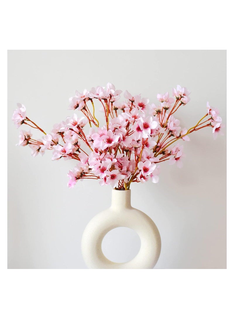 NIBEMINENT Artificial Cherry Blossom, 4PCS Pink Flowers Silk Flowers, Faux Peach Lifelike Fake Branches 15.7'', for Home Kitchen Wedding DIY Garden Decorations - Image 3