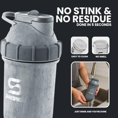 SHAKESPHERE Stainless Steel Shaker Bottle - 24oz Insulated Protein Shaker Bottle for Hot & Cold Drinks - Ideal for Shakes & Smoothies, Leak-Proof, BPA-Free, No Mixer Ball Needed, Concrete - Image 5