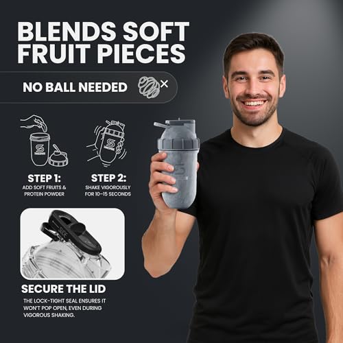 SHAKESPHERE Stainless Steel Shaker Bottle - 24oz Insulated Protein Shaker Bottle for Hot & Cold Drinks - Ideal for Shakes & Smoothies, Leak-Proof, BPA-Free, No Mixer Ball Needed, Concrete - Image 4