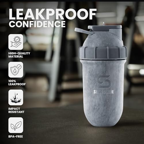 SHAKESPHERE Stainless Steel Shaker Bottle - 24oz Insulated Protein Shaker Bottle for Hot & Cold Drinks - Ideal for Shakes & Smoothies, Leak-Proof, BPA-Free, No Mixer Ball Needed, Concrete - Image 3