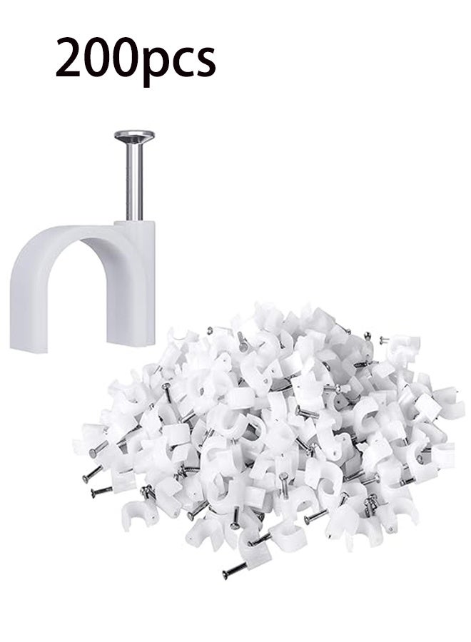 200 Wire Clamps Ethernet Cable Stud Clamps 7mm for Cat6 Cables - White - Image 1