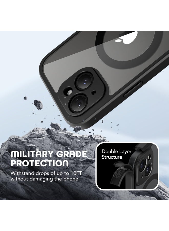 TIESZEN Magnetic for iPhone 15 Case, Compatible with MagSafe, Built-in Privacy Screen Protector and Camera Protection, Anti Spy Full Body Dustproof Shockproof Hard Phone Case 6.1", Black - Image 4