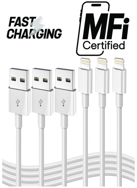 iPhone Fast Charging Cable [Apple MFi Certified] 3-Pack 3FT Lightning to USB Cable iPhone Charger Cord Compatible with iPhone 14 13 12 11 Pro Max XR XS X 8 7 6 Plus SE iPad and More 3FT