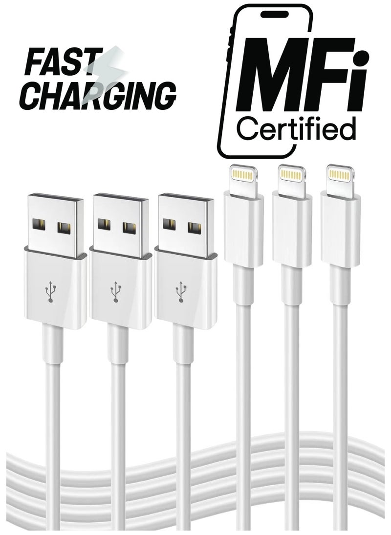 Rock Pow - iPhone Fast Charging Cable [Apple MFi Certified] 3-Pack 3FT Lightning to USB Cable iPhone Charger Cord Compatible with iPhone 14 13 12 11 Pro Max XR XS X 8 7 6 Plus SE iPad and More 3FT - Image 1