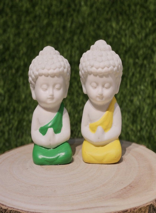 ARUNA DECOR Miniature Buddha Set of 2 for Home Decor Mini Garden Dollhouse Accessories Zen Figurines Resin Buddha Statues for Tabletop Office Shelf Gifting - Image 1