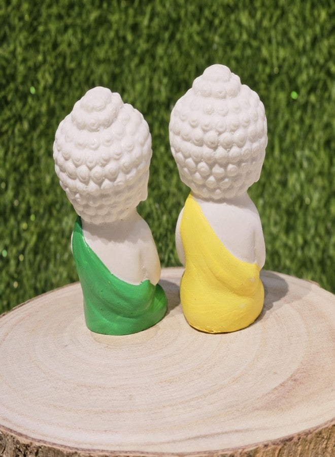 ARUNA DECOR Miniature Buddha Set of 2 for Home Decor Mini Garden Dollhouse Accessories Zen Figurines Resin Buddha Statues for Tabletop Office Shelf Gifting - Image 3