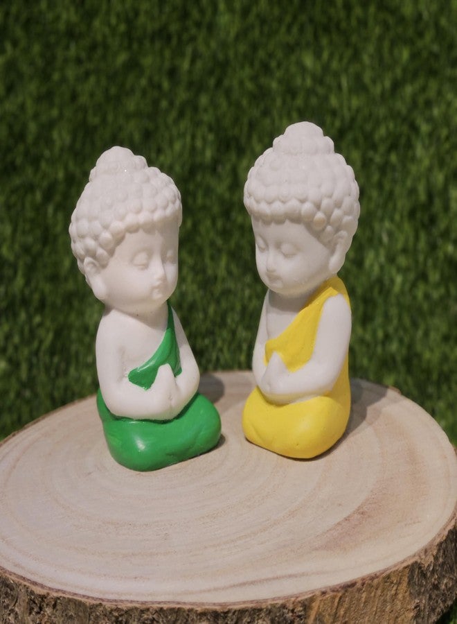 ARUNA DECOR Miniature Buddha Set of 2 for Home Decor Mini Garden Dollhouse Accessories Zen Figurines Resin Buddha Statues for Tabletop Office Shelf Gifting - Image 4