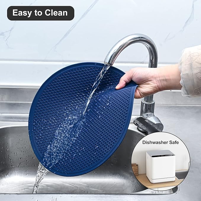 EZYHOME 3Pcs Microwave Mat, Microwave Food Cover, Multi-Purpose Hot Pad, Silicone Trivet, Pot Holders for Kitchen, Non-Slip Heat Resistant Silicone Mat for Microwave, Oven(20cm, 25cm & 30cm) - Image 4