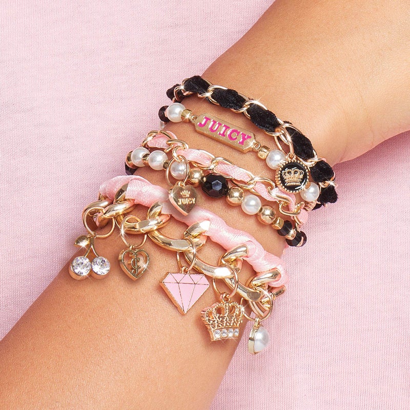 Make It Real Juicy Couture Mini Chains and Charms Bracelet Kit - DIY Charm & Friendship Bracelet Making Set with Beads, Charms & Cords - Create 5 Bracelets, Arts & Crafts Gift for Girls Tweens Ages 8+ - Image 4