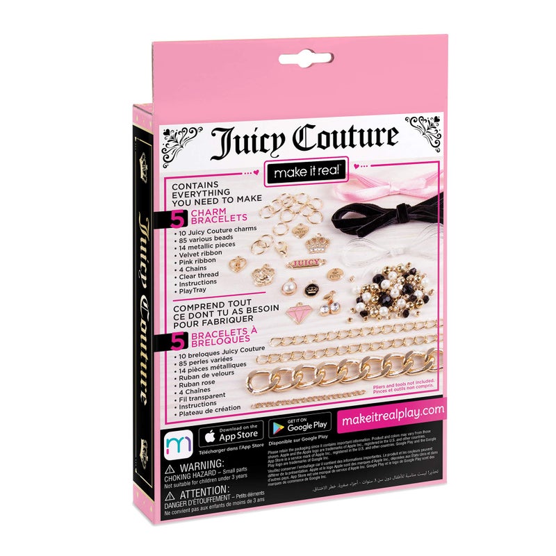 Make It Real Juicy Couture Mini Chains and Charms Bracelet Kit - DIY Charm & Friendship Bracelet Making Set with Beads, Charms & Cords - Create 5 Bracelets, Arts & Crafts Gift for Girls Tweens Ages 8+ - Image 2