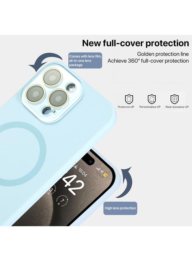 اس-توب جراب لهاتف iPhone 15 Pro Max مصنوع من السيليكون السائل MagSafe مع غطاء كامل للهاتف مع فيلم عدسة - Image 3