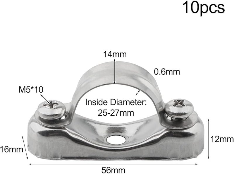 304 Stainless Steel Pipe Clamp Brackets 25 27mm For Securing Hoses And Pipes - Image 3