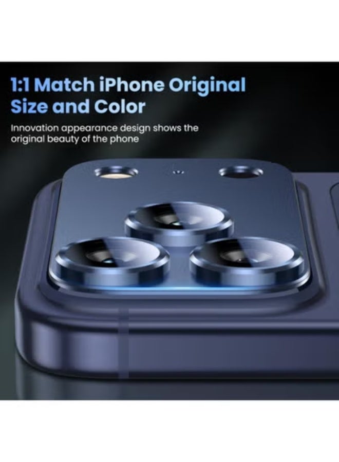 ELTRAZONE Camera Lens Protector for iPhone 17 Pro Max | Metal Tempered Glass Rear Camera Cover, Anti-Scratch, Case-Friendly, Easy Installation | Strong Adsorption & High Transparency – Deep Blue - Image 5