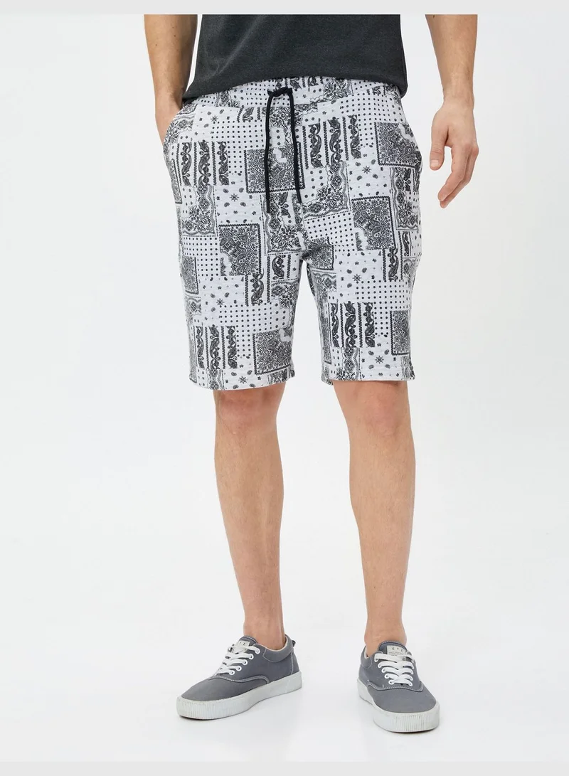 كوتون Shorts Drawstring Pockets Cotton Ethnic Printed
