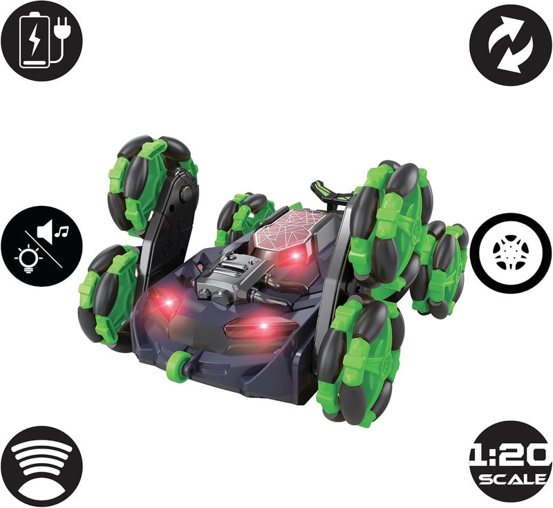 Lexibook Crosslander® Flip, Remote Control car, up to 8km/h, 360° Figure, Sound and Light Effects, Smoke Jet, 6 Wheels, Rechargeable, RC45 - Image 3