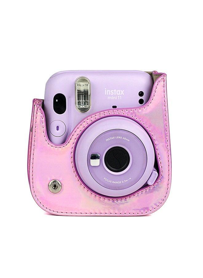 Holographic Instant Camera Case Bag With Strap For Fujifilm Instax Mini 11 Pink  - Image 5