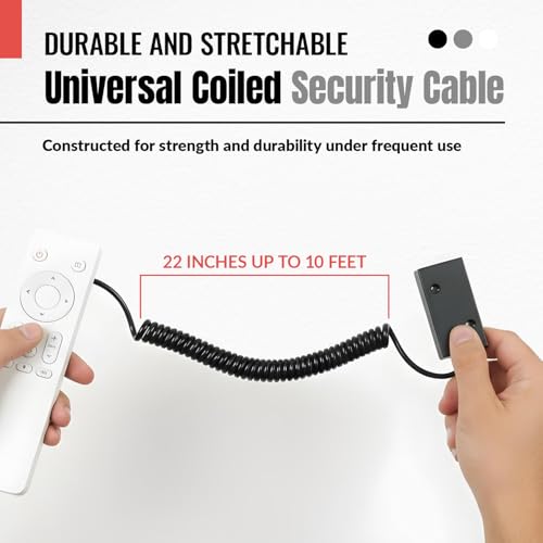 Anderic Universal Coiled Security Cable Bulk Pricing Available - Remote Control Tether Security Cable Leash with Hook and Loop Fastener Tape and Double-Sided Tape - Anderic - CBL02 - Image 2