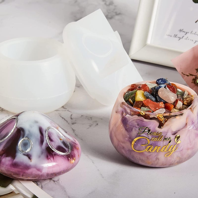 Eoast Resin JAR Mold with Lid, Silicone Jar Resin Mold Storage Jewelry Candle Holder Container Mould for Resin Casting Concrete Craft Decor (MASROOM Shape) - Image 5