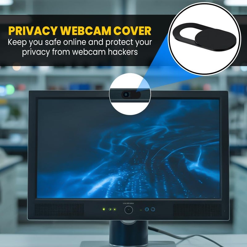 Tsyfro Ultra-Slim Laptop Camera Cover Slide | 0.03 Inch Thick | Upholds Digital Privacy | Compatible with Mobiles, Tablets, Desktops & Laptops | Classic Black - 3 Pack - Image 2