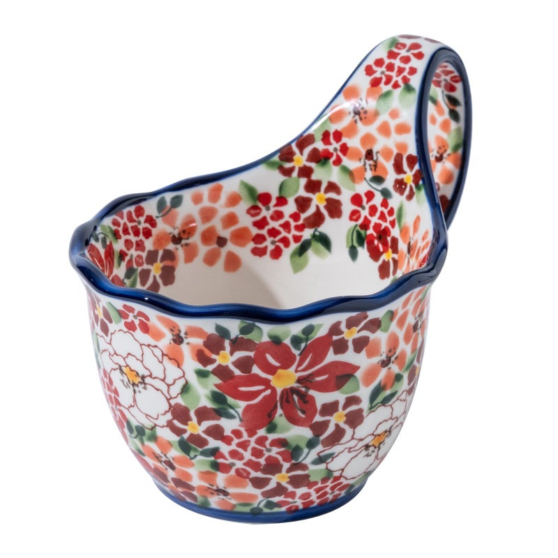 ALMA Handpainted Microwavable Soup Bowl with Loop Handle 18.6oz, Cereal Bowl With Handle Great for Berry, Fruits, Chili, Stew, Ice cream,Floral Soup Mug for Women - Image 1