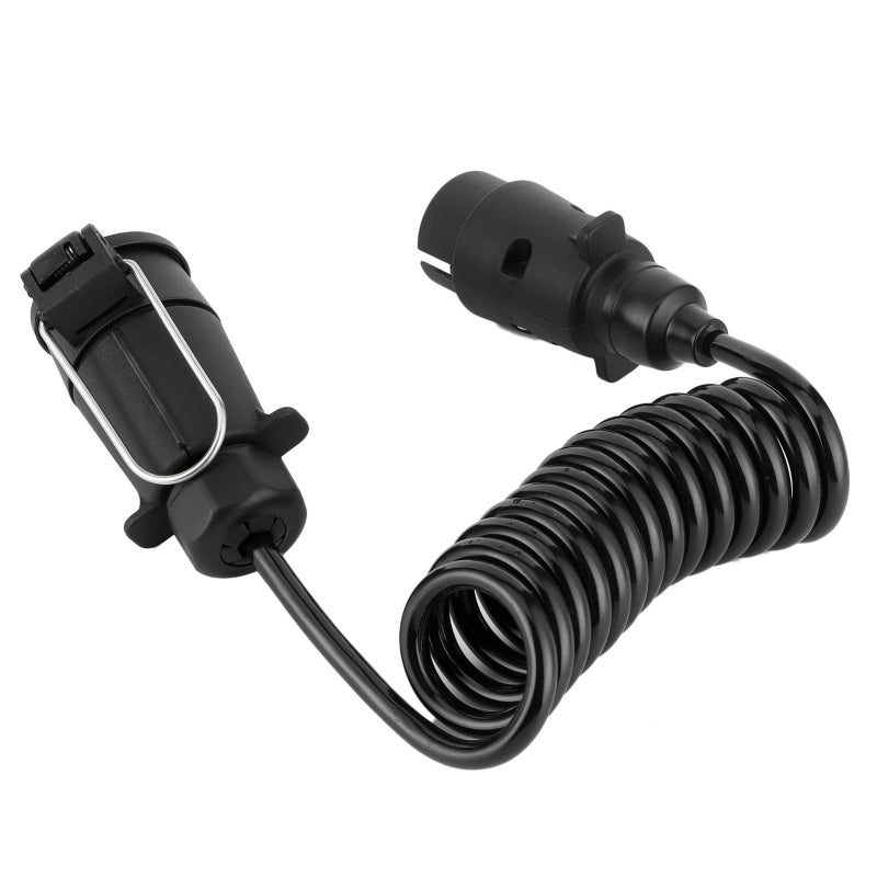 7Pin Trailer Plug Socket Adapter Spring Cable - Durable Plastic Shell Spring Cord for Commercial Vehicles Trailers RVs - Image 4