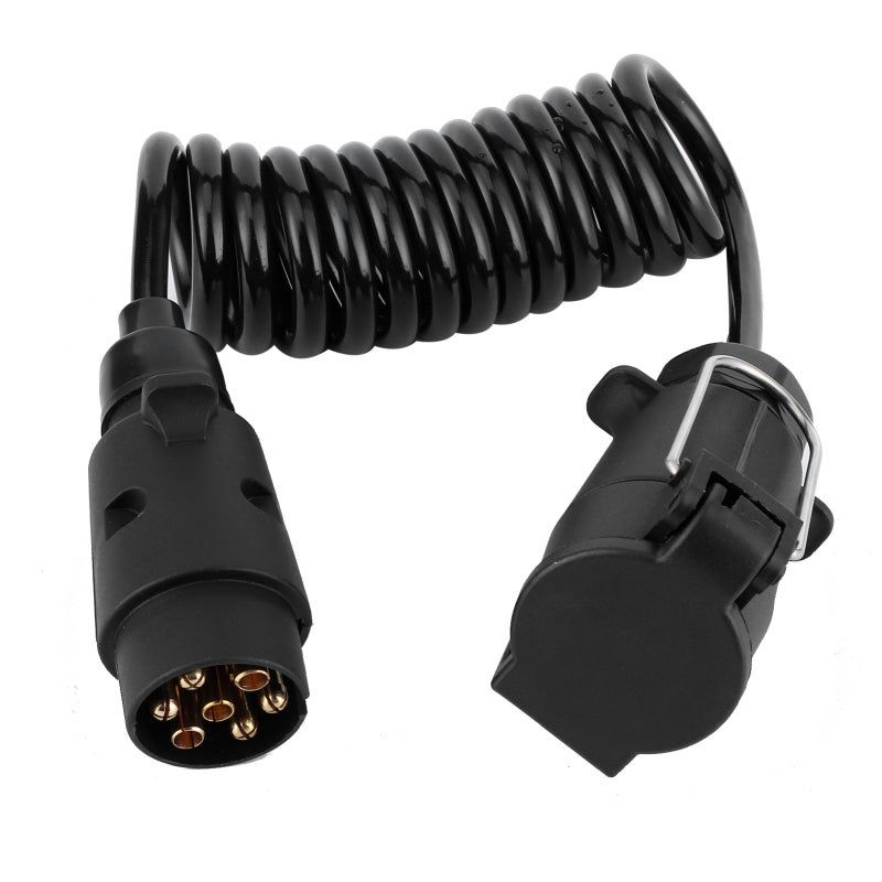 7Pin Trailer Plug Socket Adapter Spring Cable - Durable Plastic Shell Spring Cord for Commercial Vehicles Trailers RVs - Image 3
