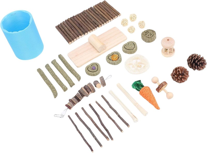GLOGLOW Nan Hamster Toy Set, Birch Wood Chewable Enrichment for Small Animals Pet Toys - Image 4