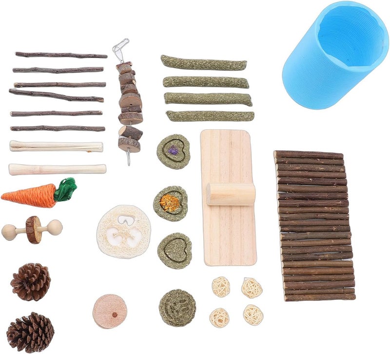 GLOGLOW Nan Hamster Toy Set, Birch Wood Chewable Enrichment for Small Animals Pet Toys - Image 5