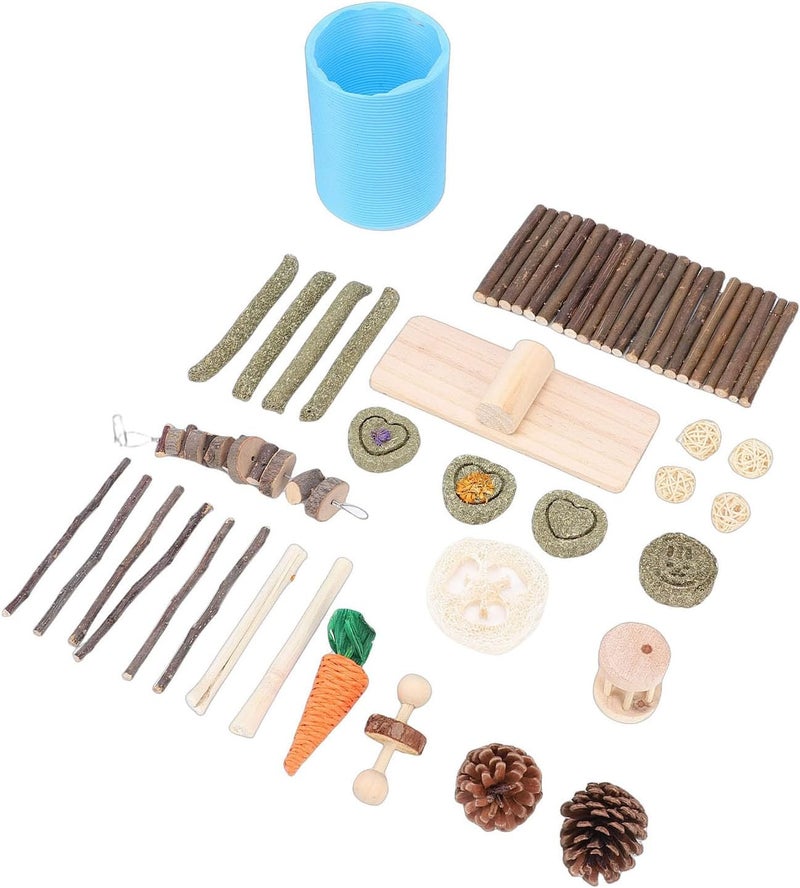 GLOGLOW Nan Hamster Toy Set, Birch Wood Chewable Enrichment for Small Animals Pet Toys - Image 2