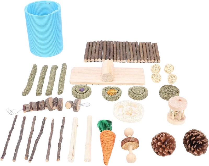 GLOGLOW Nan Hamster Toy Set, Birch Wood Chewable Enrichment for Small Animals Pet Toys - Image 1