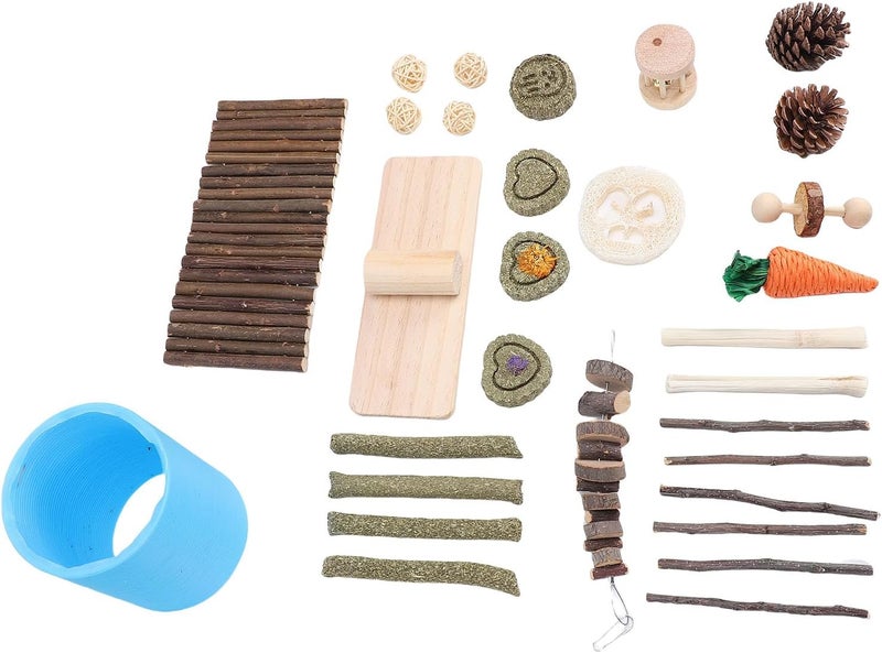 GLOGLOW Nan Hamster Toy Set, Birch Wood Chewable Enrichment for Small Animals Pet Toys - Image 3