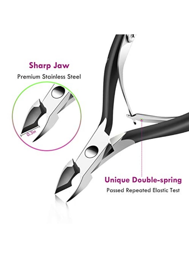 XUNXMAS Cuticle Trimmer Cuticle Remover with Cuticle Pusher XUNXMAS Professional Stainless Steel Durable Pedicure Manicure Tools Cutter Nipper Scissor Clipper for Fingernails and Toenails Dead Skin Black - Image 4