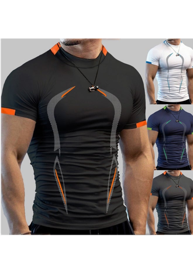 Summer Men Fitness Exercise Breathable Short Sleeve Quick Drying T-shirt  - Image 2