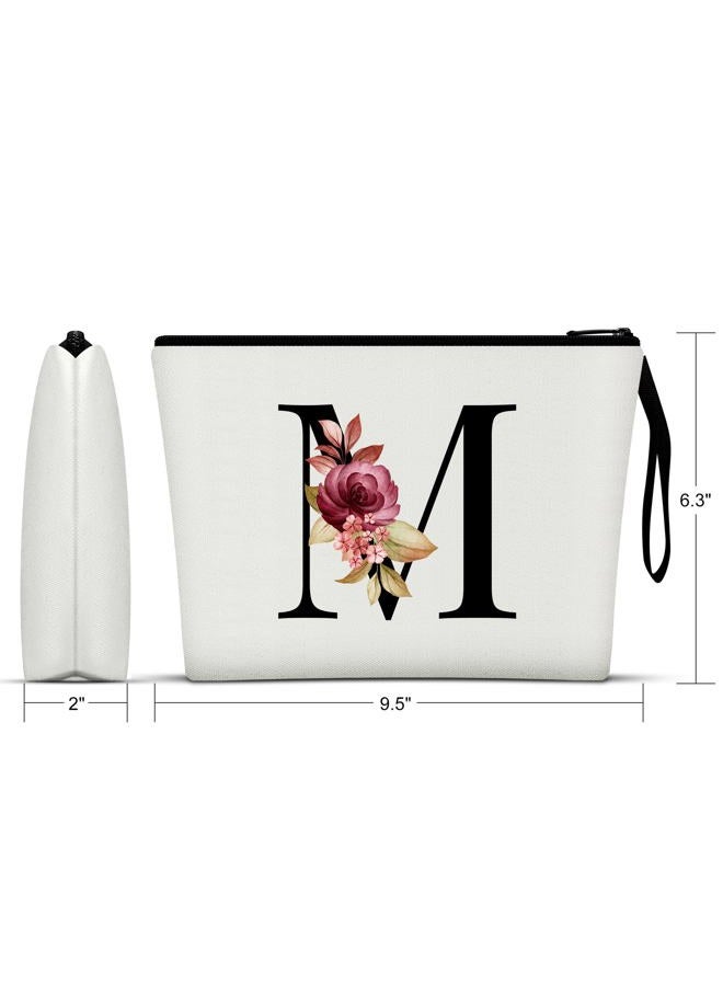 Vavabox A-Z Personalized Makeup Bag, Birthday Gifts for Women Mom, Gifts for Best Friend, Bride Bridesmaid Cosmetic bag (M, White) - Image 2