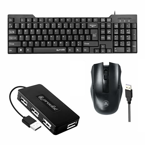 Prodot Set of 3 High-Performance 247s Keyboard, 175 Mouse Combo with USB Hub Combo Set for Laptop, Computer, PC - Image 1