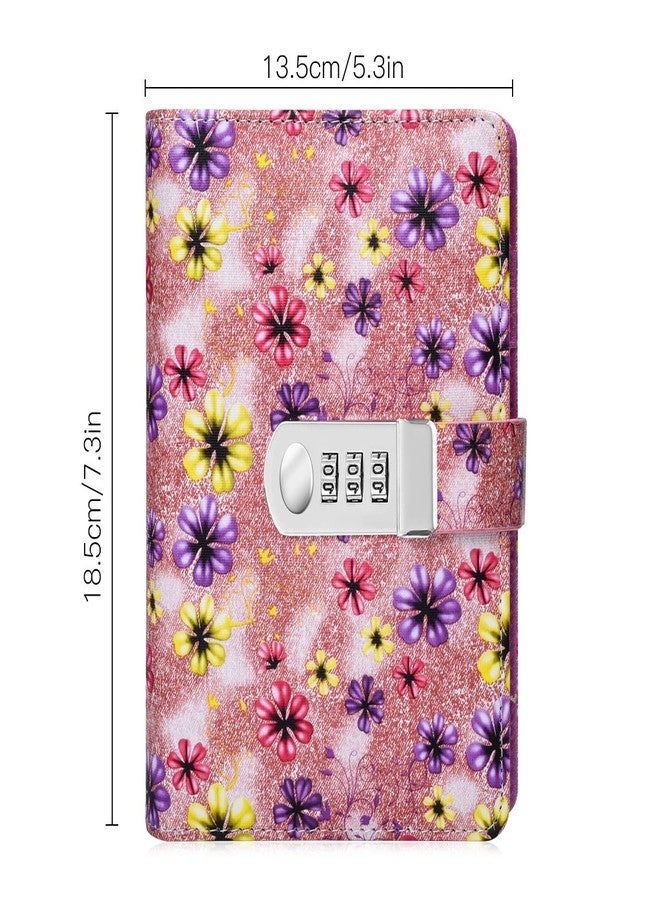 ARRLSDB Password Journal with Lock, Journal with Composition Lock Binder Diary (7.3×5.3 Inch) A6 Refillable Leather Journal Password Journal Locking Personal Diary (Pink) - Image 2