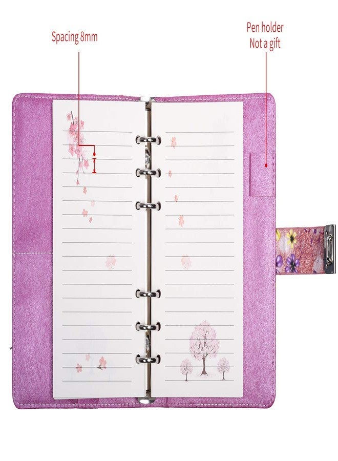 ARRLSDB Password Journal with Lock, Journal with Composition Lock Binder Diary (7.3×5.3 Inch) A6 Refillable Leather Journal Password Journal Locking Personal Diary (Pink) - Image 4