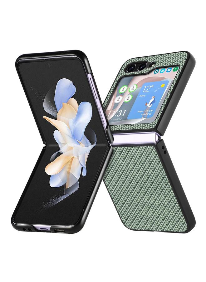 The Bros Case For Samsung Galaxy Z Flip6 Carbon Fiber Pattern Leather Skin PC Folding Phone Case