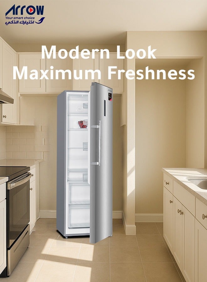 ارو ثلاجة باب واحد سعة 352 لترًا، 12.43 قدم مكعب,  نوفروست, لون فضي,  موفرة للطاقة, تبريد صحي,  اضاءة داخلية - Image 3