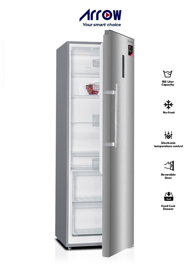 Arrow - 352 LTR SINGLE DOOR UPRIGHT FRIDGE, 12.43 CU.FT | NOFROST FRIDGE | Silver color | Multi Air Flow | Energy Saving | Hygiene cooling | Inside LED lighting | Model Name: RO1-470LNF - Image 1