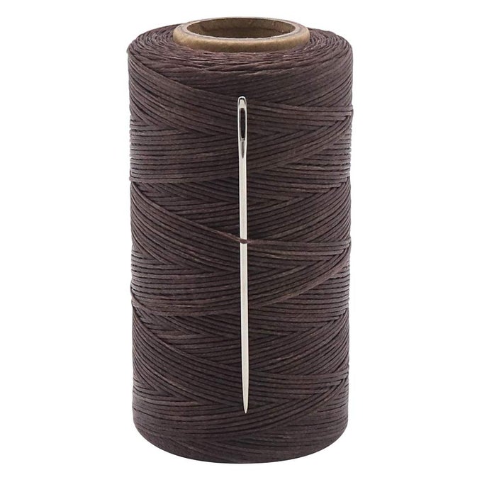 1MM WAXED THREAD 328 YARD BROWN 150D WAXED LEATHER THREAD WITH NEEDLES FOR BOOKBINDING DIY CRAFTS AND SEWING LEATHER PROJECTS