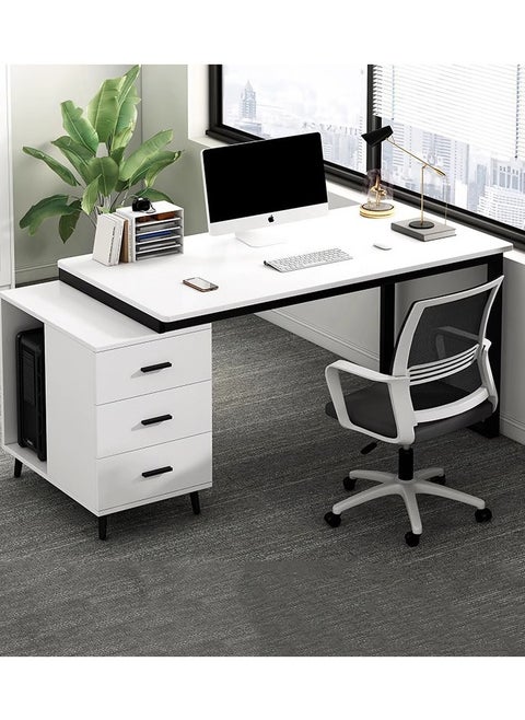 Computer Desk, 120cm Gaming Desk, Home Office Computer Desk Table, Executive Desk, Simple Laptop PC Table, Large Office Workstation, White Home Office Computer Table, Work Writing Study Desk