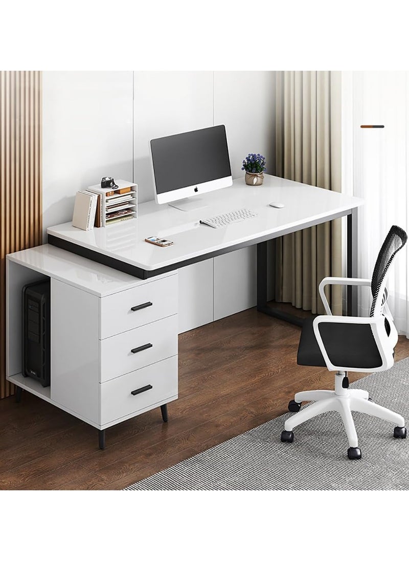 CityRiya-Long - Computer Desk, 120cm Gaming Desk, Home Office Computer Desk Table, Executive Desk, Simple Laptop PC Table, Large Office Workstation, White Home Office Computer Table, Work Writing Study Desk - Image 1